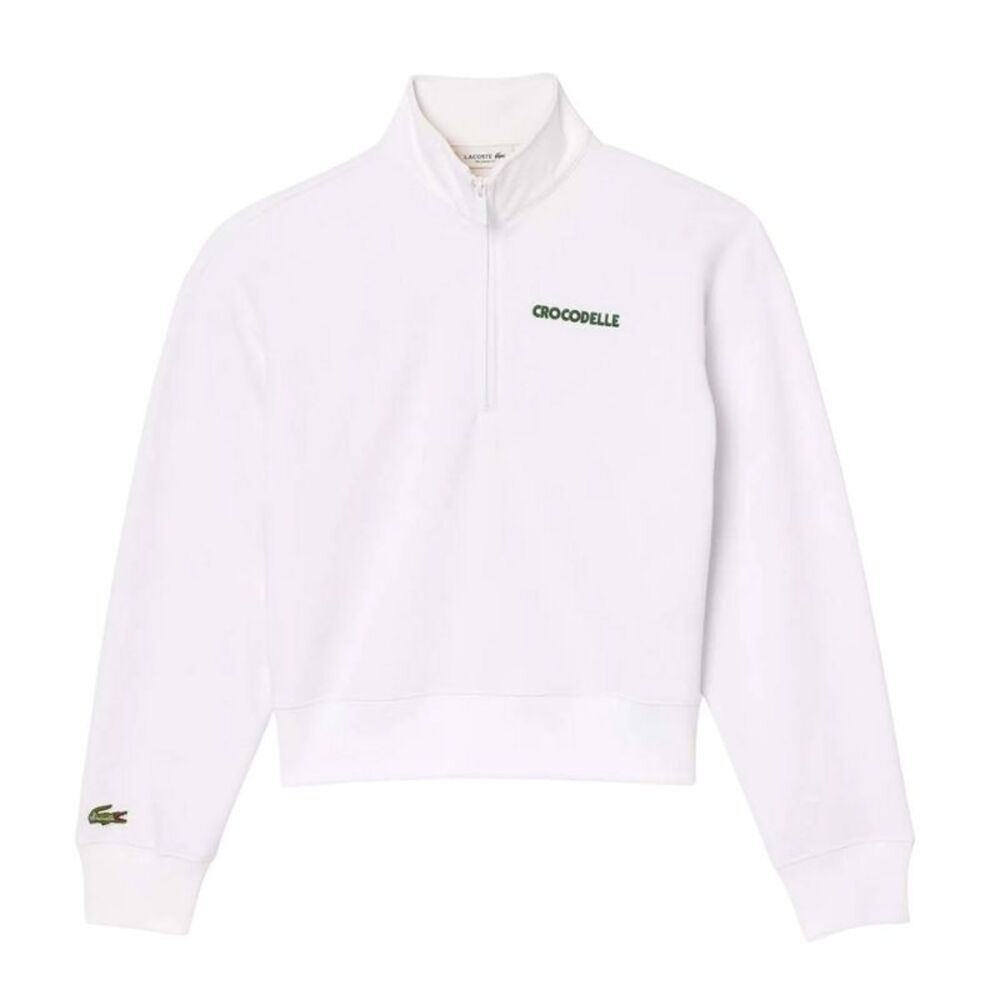 Lacoste Womens/Ladies Quarter Zip Relaxed Fit Sweatshirt / White